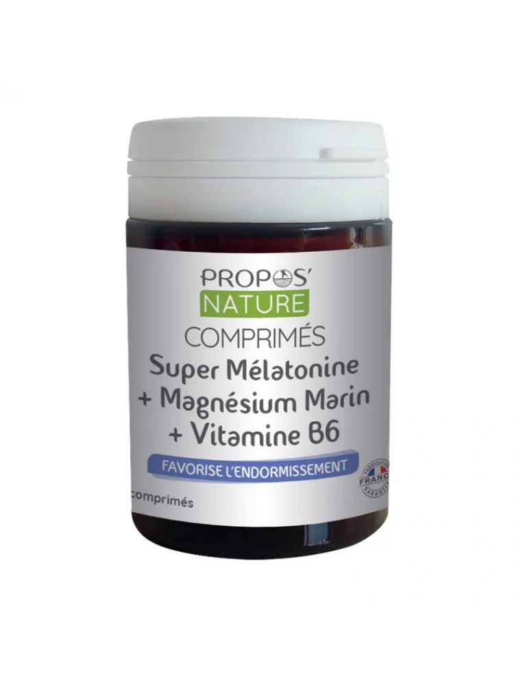 Super Mélatonine, Magnésium marin et Vitamine B6 du laboratoire Propos nature sur le site de Louis-herboristerie. 